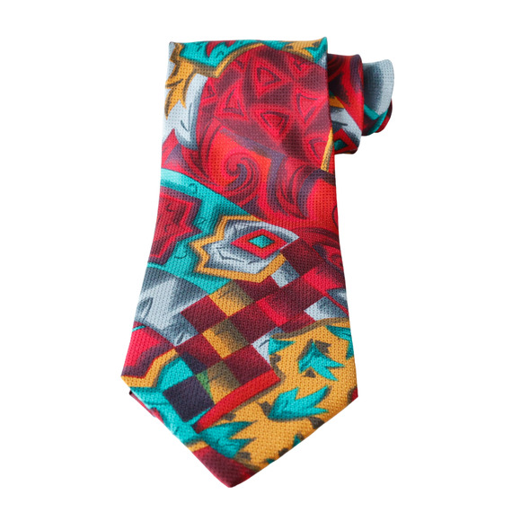 VTG Missoni Italy Silk Cubism Floral Bird Tie Retro Artsy Wedding Luxury Boho - Picture 3 of 14
